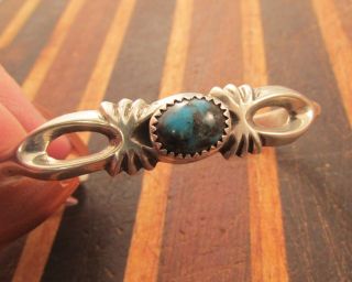SOUTHWEST VINTAGE SAND CAST STERLING CUFF BRACELET WITH TURQUOISE 4