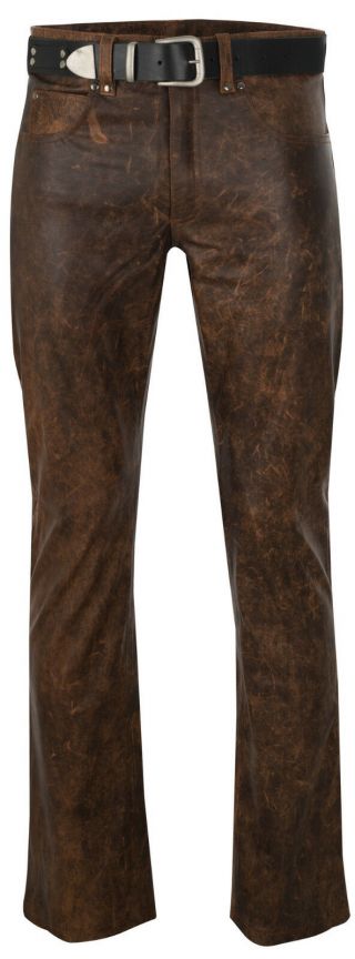 mens leather jeans antique brown leather pants trousers Lederjeans antik 2