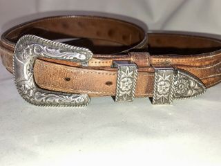 Vintage Sterling Silver Texas Ranger Belt Buckle Set 4 Piece Usa Made