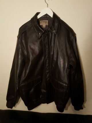 Vintage Ll Bean Goatskin Leather A2 Bomber Jacket Size Xl Tall Usa Brown