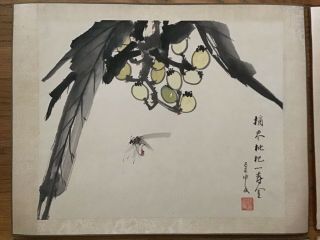 Vintage Set Of 4 Japanese Silk Bound Watercolor Paintings 2