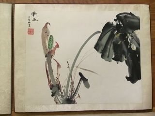 Vintage Set Of 4 Japanese Silk Bound Watercolor Paintings 3
