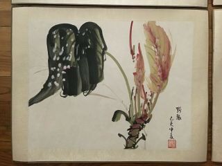 Vintage Set Of 4 Japanese Silk Bound Watercolor Paintings 4