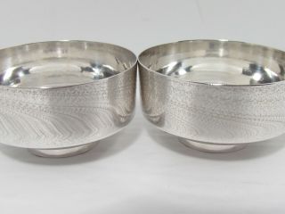 Ww2 Japanese Fine Silver Sake Cup Set.  999 Goblet Sterling 1968 60 