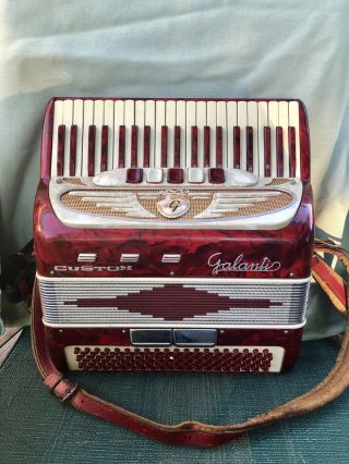 Vintage Custom Galanti Accordion Gorgeous Red Made In Italy Serial Number 55469