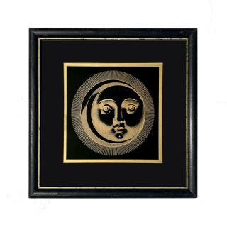 Vintage Piero Fornasetti Sole Gold & Black Prints Mid Century Modern 3