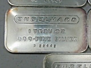 5 Vintage ENGELHARD.  999,  Fine Silver Bars.  1 Troy oz Each.  19 2