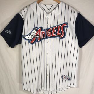Rare Vintage Anaheim Angels Darin Erstad White Pinstripe Jersey Size Men 