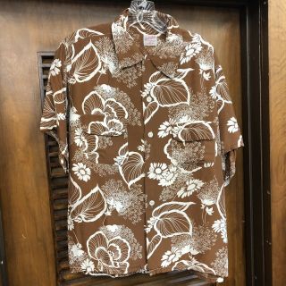 Vintage 1950’s Atomic Floral Pattern Loop Collar Rayon Hawaiian Shirt - Ml