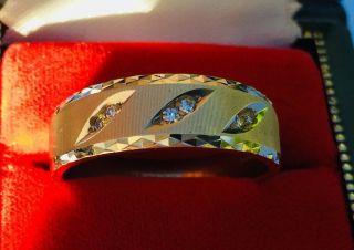 Men’s Vintage Artcarved 14K Yellow White Gold 6 Diamond Wedding Band Ring 10 6