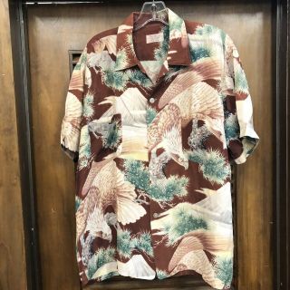 Vintage 1950’s “penney’s” Eagle Pattern Rayon Hawaiian Shirt - Large