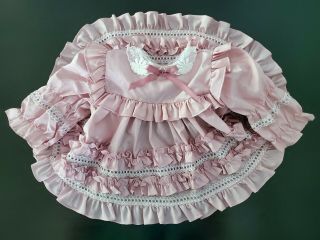 2 Vintage Martha ' s Miniatures Sheer Frilly Ruffle Party Dresses Floral Lace EUC 7