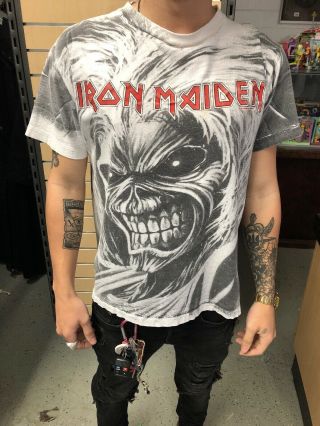 Iron Maiden Heavy Metal T - Shirt Vintage All Over Print 1991