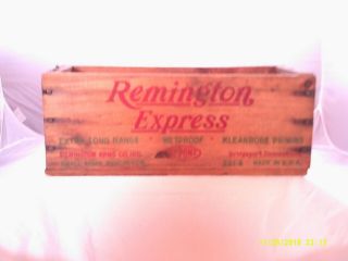 Vintage Remington Express Wooden 410 Gauge Red & Green Advertising Ammo Box.