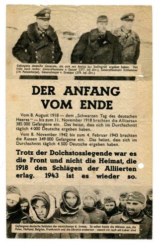 Ww2 Propaganda Leaflet Der Anfang Vom Ende British To Germans G.  6 Rare