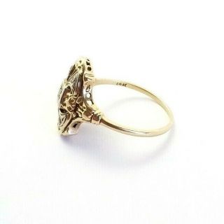 Antique Art Deco Filigree Solid 14k Yellow And White Gold Diamond Ring Size 6.  5 6