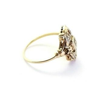Antique Art Deco Filigree Solid 14k Yellow And White Gold Diamond Ring Size 6.  5 8