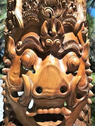 Large Vintage Balinese Finely Carved Wood Barong Bangkal Mask - 20 "