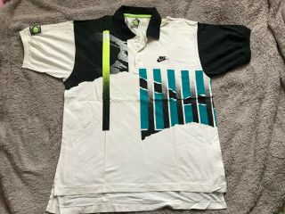 Vintage Nike Challenge Court Agassi Tennis Polo Shirt Sz L