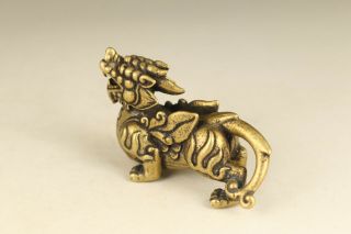 Fortune Rare chinese old bronze hand carving dragon statue figue netsuke gift 2