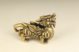 Fortune Rare chinese old bronze hand carving dragon statue figue netsuke gift 4