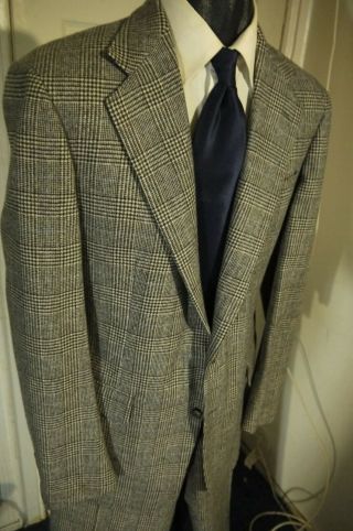 Vintage Polo Ralph Lauren Size 42l Gray Plaid Wool 2 Button Suit