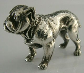 Silver Plated Bull Dog Animal Figure 1940s Good Size 170g Antique
