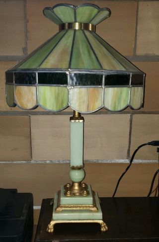 Vintage Jadeite Electric Table Lamp With Shade