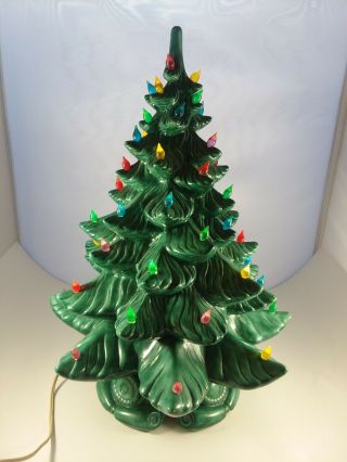 Older Vtg Atlantic Mold 19 " Green Ceramic Christmas Holiday Tree Lights