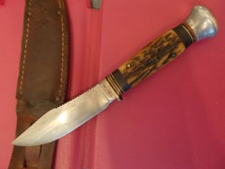 Vintage Knife P.  Holmberg Eskiltuna Sweden Vintage Stag Handled Hunting Knife