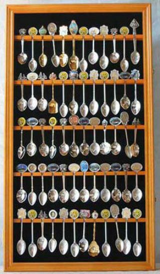 60 Spoon Display Case Rack Holder Cabinet Shadow Box Wall Rack Lockable Sp02 - Oa