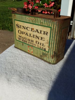 Rare Vintage Sinclair Opalaline 1/2 Gallon Oil Can " F " For Ford Cars