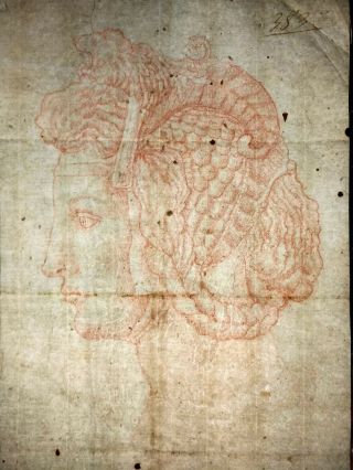RARE Old Master Drawing laid paper circle Michelangelo buonarroti 15th 4