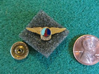 Vintage Eastern Airlines Pilot Wing 30 year Service Pin 10K Gold 3 Diamond EAL 2