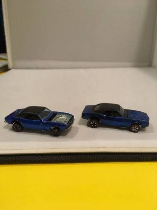 Vintage Hot Wheels Red Line Blue 1967 Custom Camaro Cars x2 2