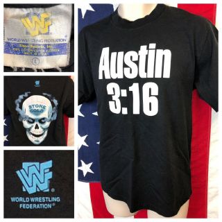 Vintage 1996 Wwf Stone Cold Steve Austin 3:16 T - Shirt L Wwe Attitude Era Skull