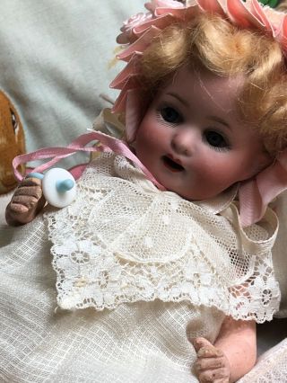 Antique Armand Marseille 590 German Bisque Character Baby Doll 9 " Cabinet Size