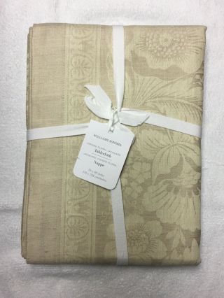 Williams Sonoma Vintage Floral Jacquard Tablecloth 70 X 90 Natural Nwt