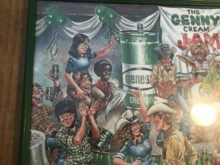 Rare Vintage 1970 ' s Genesee Genny Cream Jam Ale Beer Poster Framed USA 2