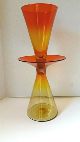 Rare 1958 Blenko Wayne Husted Tangerine Epergne