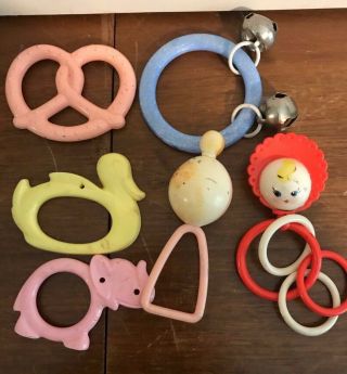 Vintage Plastic Baby Rattles 1960 