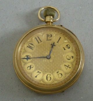 Vintage Mechanical Fob Watch 18ct Solid Gold 1906 Quality Movement Rare