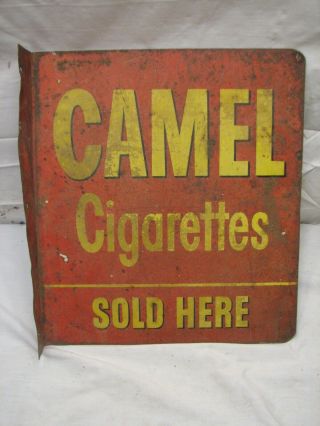 Vintage Two Double Sided Camel Cigarettes Here Advertising Store Sign Steel