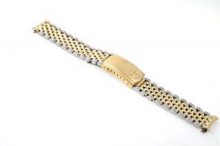 Vintage Man’s Omega Steel &14k Gold Filled Grain Of Rice Watch Bracelet 15mm