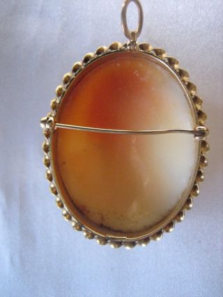 ESTATE ANTIQUE 14K YELLOW GOLD CARVED SHELL CAMEO BROOCH PIN PENDANT 12.  9 GRAMS 4