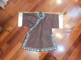 Antique Chinese Qing Dynasty Hand Embroidered Silk Clothes Robe
