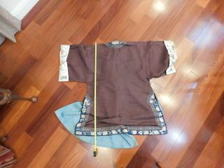 Antique Chinese Qing Dynasty Hand Embroidered Silk Clothes Robe 7