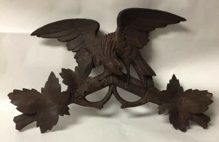 Vintage Black Forest Carved Wood Eagle Bird Cuckoo Clock Salvage Part Piece