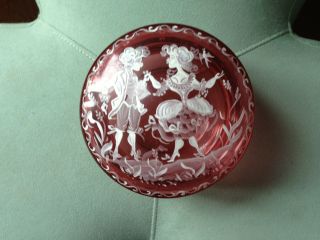 Vintage Cranberry Ladies Make Up Pot Mary Gregory Decoration 3