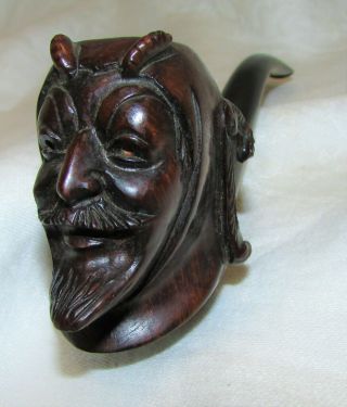 Vintage Carved Zig Zag Man Devil Satan Lucifer Tobacco Pipe